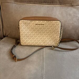 Michael Kors Tan and Cream Crossbody Bag